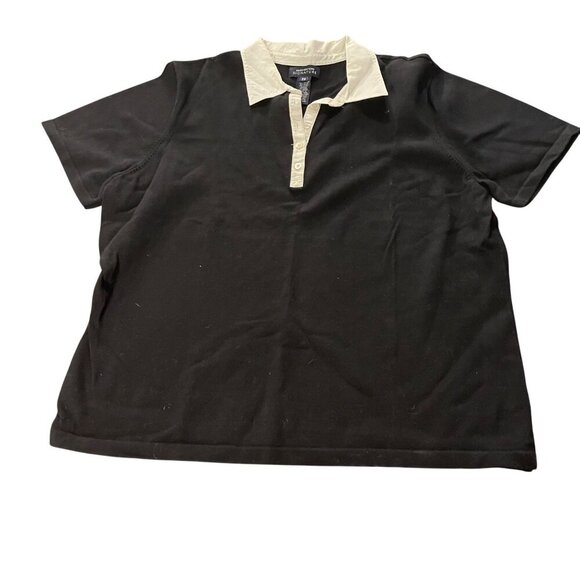 Jones New York Signature Black & White Polo Shirt Size 2X v--neck short sleeve - Picture 1 of 8